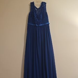 David's Bridal Royal Blue Lace Maxi Dress